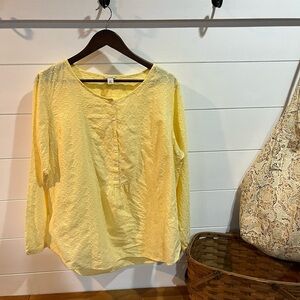 L.L.bean 100% cotton lightweight yellow blouse spring